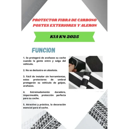 Proteccion Fibra De Carbono Postes Y Aleron Para Kia K4 2025 - Image 2