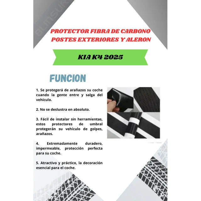 Proteccion Fibra De Carbono Postes Y Aleron Para Kia K4 2025 - Image 2