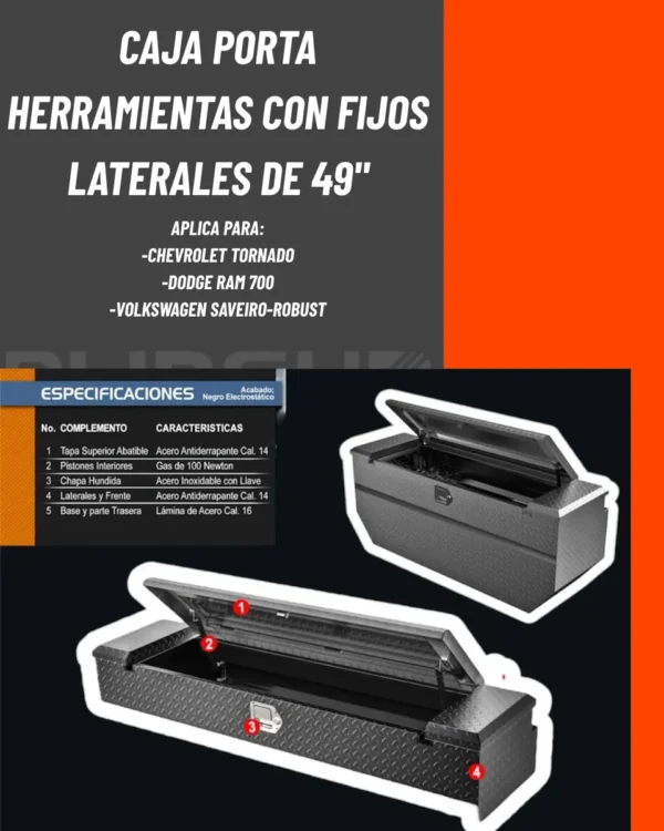Caja Herrmientas Saveiro 2010 - 2024 C/laterales Fijos Cab/s