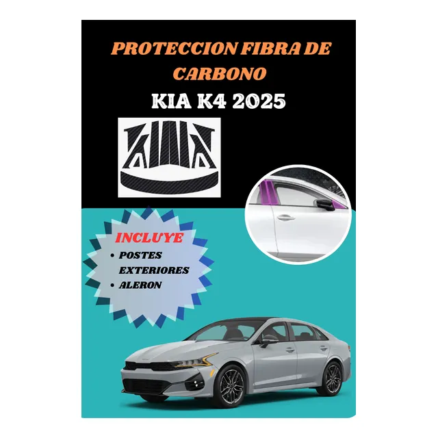 Proteccion Fibra De Carbono Postes Y Aleron Para Kia K4 2025 - Image 3