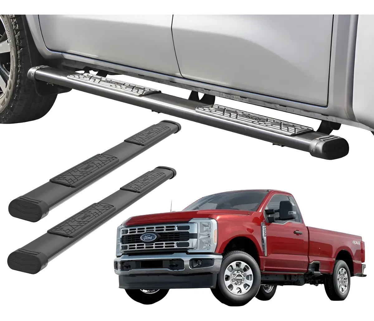 Estribos Bronx Para Ford Super Duty 2025 Cabina Sencilla Negro - Image 1