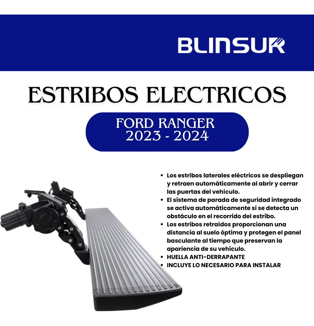 Estribos Electricos Para Ford Ranger 2023-2024 Dob Cab Negro - Image 2