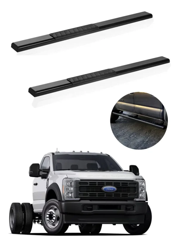 Estribos Serie 100 P/ Ford F550 Cabina Sencilla 2015 - 2024 Negro