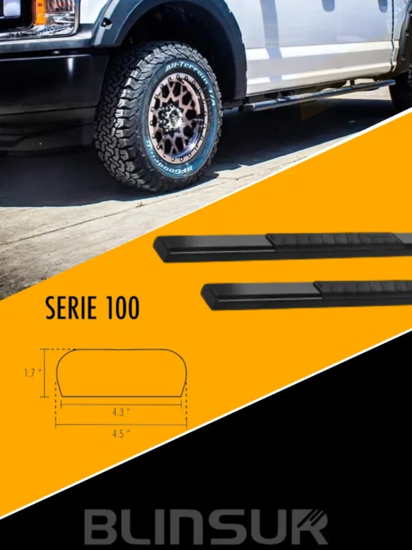 Estribos Serie 100 P/ Ford F550 Cabina Sencilla 2015 - 2024 Negro