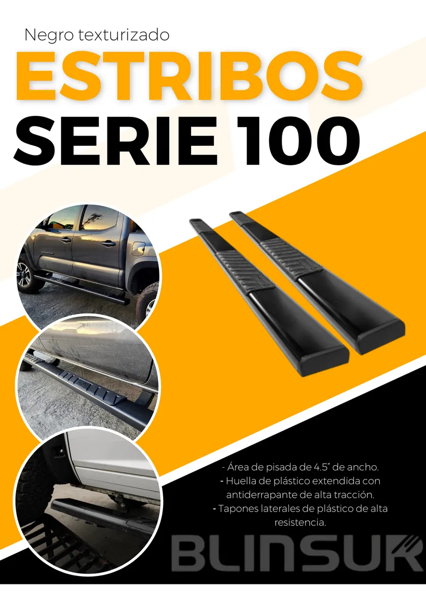 Estribos Serie 100 P/ Ford F550 Cabina Sencilla 2015 - 2024 Negro - Image 3