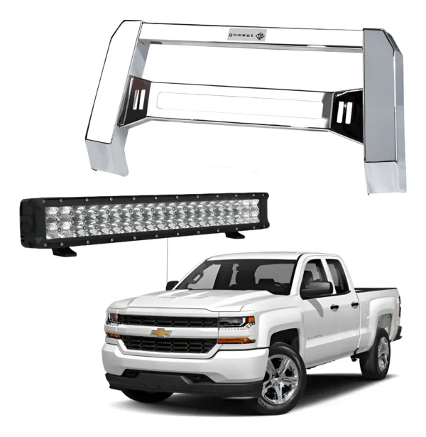 Kit Burrera Baja Bar Cromada Silverado 2007-2018 + Barra Led