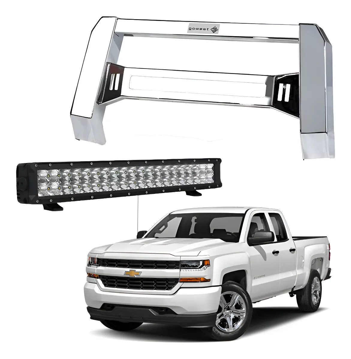 Kit Burrera Baja Bar Cromada Silverado 2007-2018 + Barra Led - Image 1