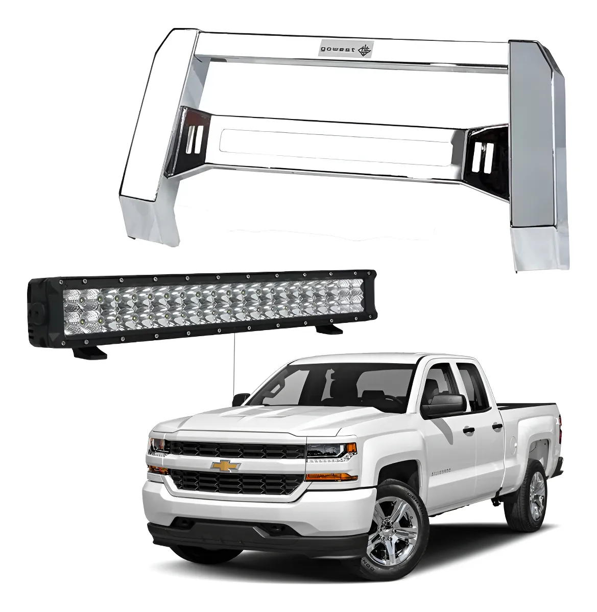 Kit Burrera Baja Bar Cromada Silverado 2007-2018 + Barra Led - Image 1