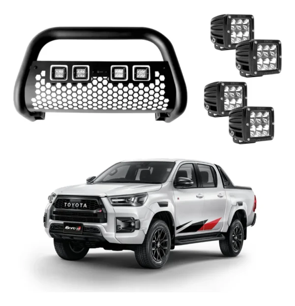 Burrera Tumbaburros Con 4 Faros Led Toyota Hilux Revo 15-22