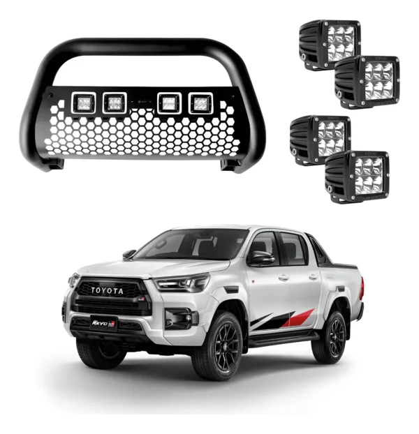 Burrera Tumbaburros Con 4 Faros Led Toyota Hilux Revo 15-22
