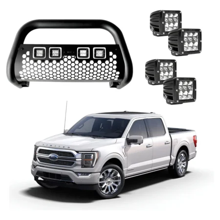 Burrera Tumbaburros Con 4 Faros Led Ford F150 2018-2023