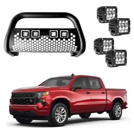 Burrera Tumbaburros Con 4 Faros Led Chev Silverado 19-2023