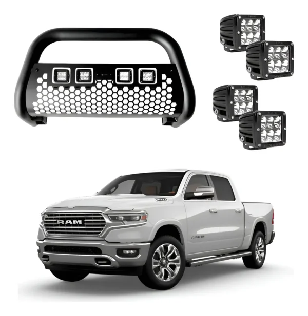 Burrera Tumbaburros Con 4 Faros Led Dodge Ram 2018-2022