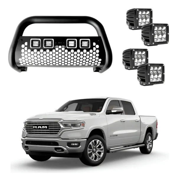 Burrera Tumbaburros Con 4 Faros Led Dodge Ram 2018-2022