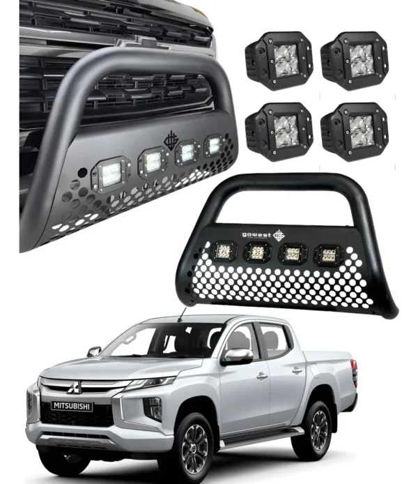 Combo Burrera P/ Mitsubishi L200 2020 - 2024 + 4 Luces Led