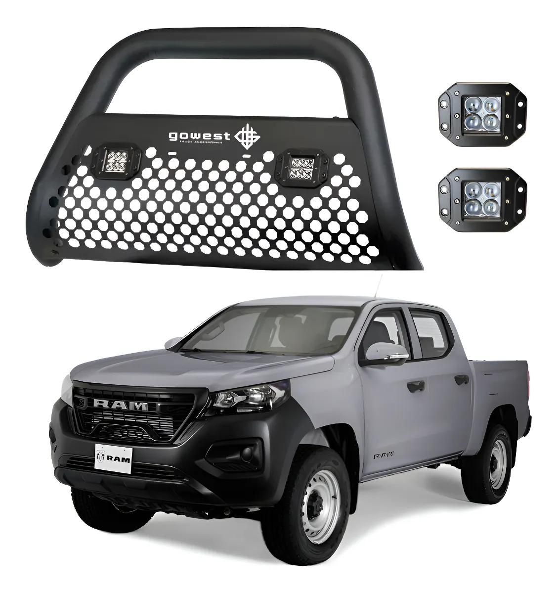 Combo Burrera Ultra Bar Para Ram 1200 2025 + 2 Faros Led - Image 1