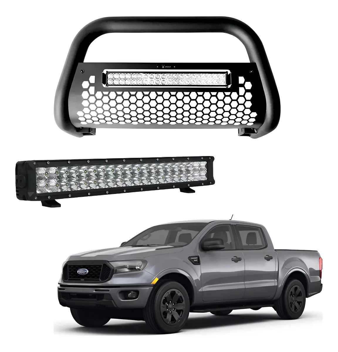 Burrera Tumbaburros Con Barra Led Ford Ranger 2012-2022 - Image 1