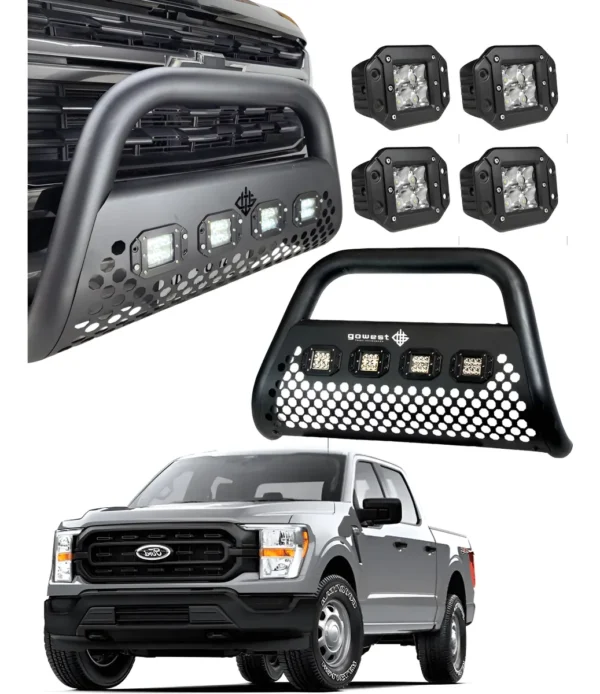 Combo Burrera P/ Ford F150 Lobo 2018 - 2024 + 4 Luces Led
