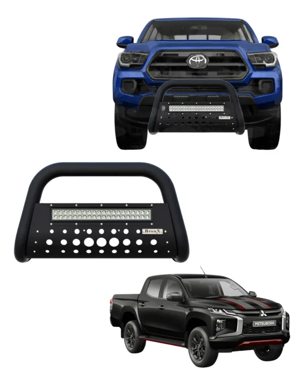 Burrera Black Con Barra Led Para Mitsubishi L200 2020-2023