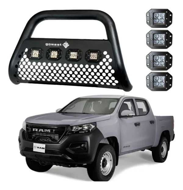Combo Burrera Ultra Bar Para Ram 1200 2025 + 4 Faros Led
