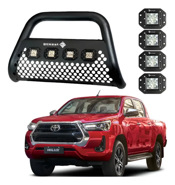 Combo Burrera Ultra Bar Toyota Hilux 2016 - 2022 + 4 Faros