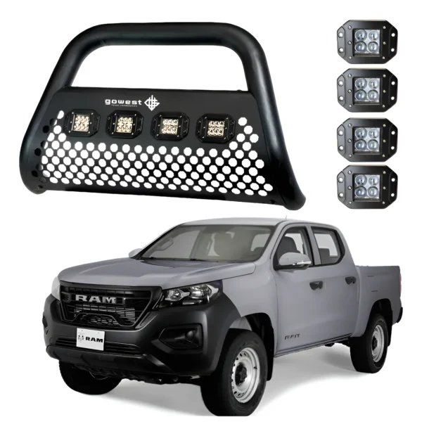 Combo Burrera Ultra Bar Para Ram 1200 2025 + 4 Faros Led