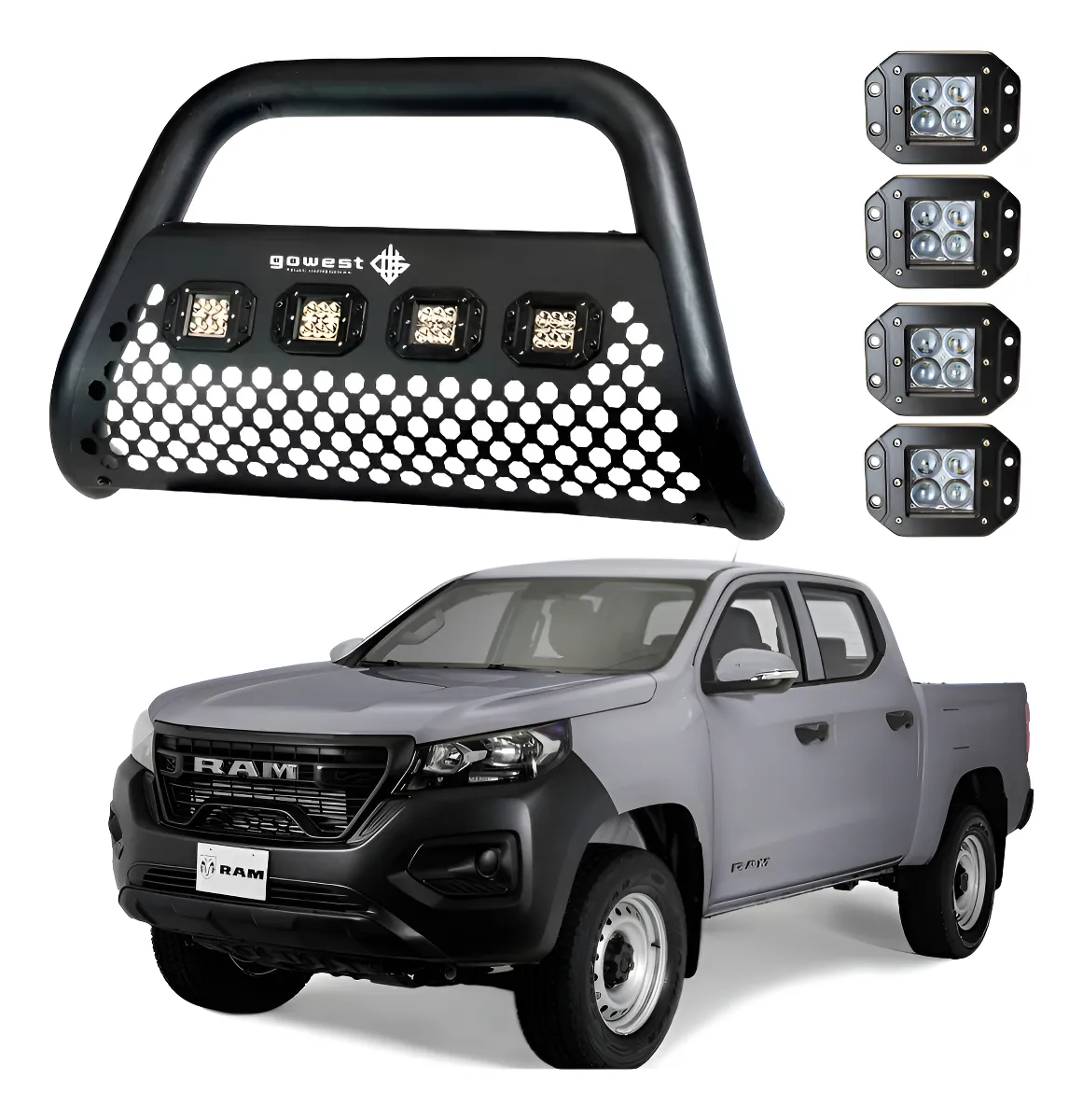 Combo Burrera Ultra Bar Para Ram 1200 2025 + 4 Faros Led - Image 1