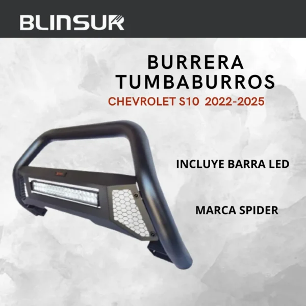 Burrera Tumbaburros Con Barra Led Chevrolet S10 2022 2025