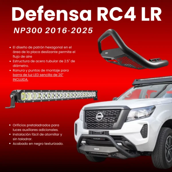 Defensa Rc4 Lr Con Led Go Rhino Nissan Np300 2016-2025