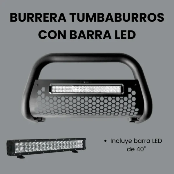 Burrera Tumbaburros Con Barra Led Toyota Hilux Rocco 21-23