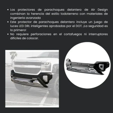 Bumper Delantero Con Led Airdesign Silverado 1500 2016 2018 - Image 2