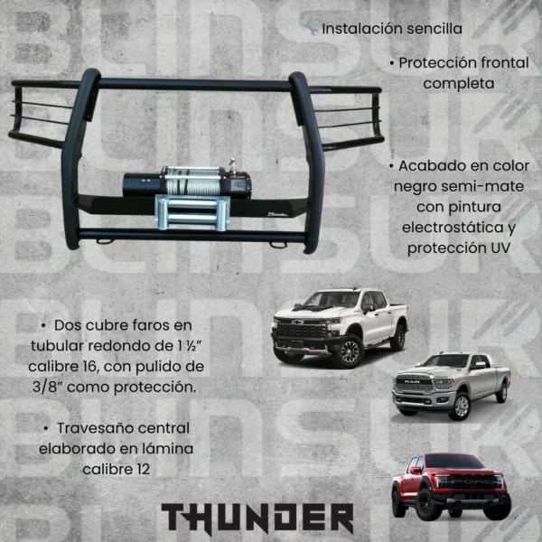 Burrera Con Base Para Winch Dodge Ram 1500/2500 2016 - 2024+