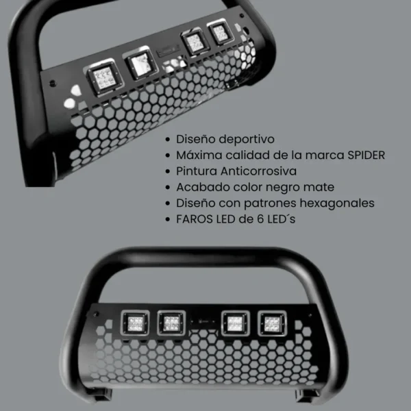 Burrera Tumbaburros Con 4 Faros Led P/ford Ranger 2012-2022