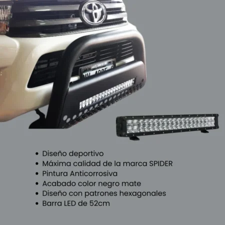 Burrera Tumbaburros Con Barra Led Toyota Hilux Revo 15-22 - Image 3