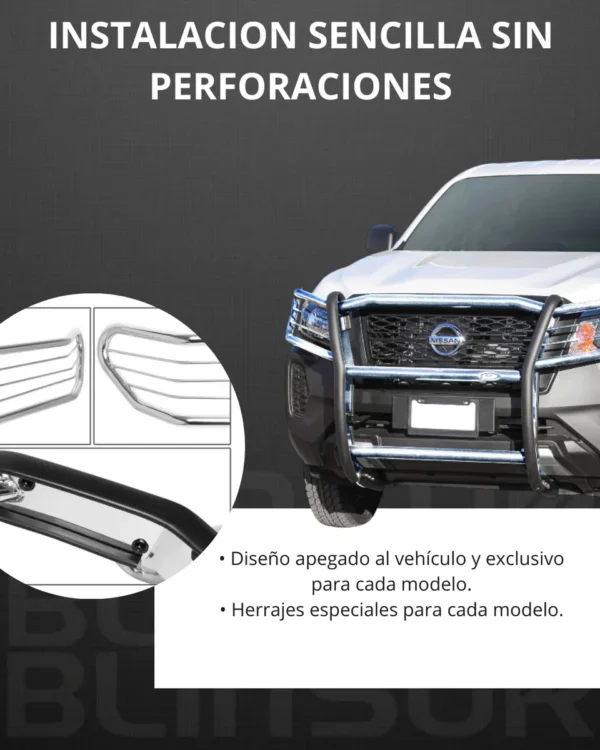 Burrera Acero Inox Para Nissan Np300 Frontier 2021 - 2023