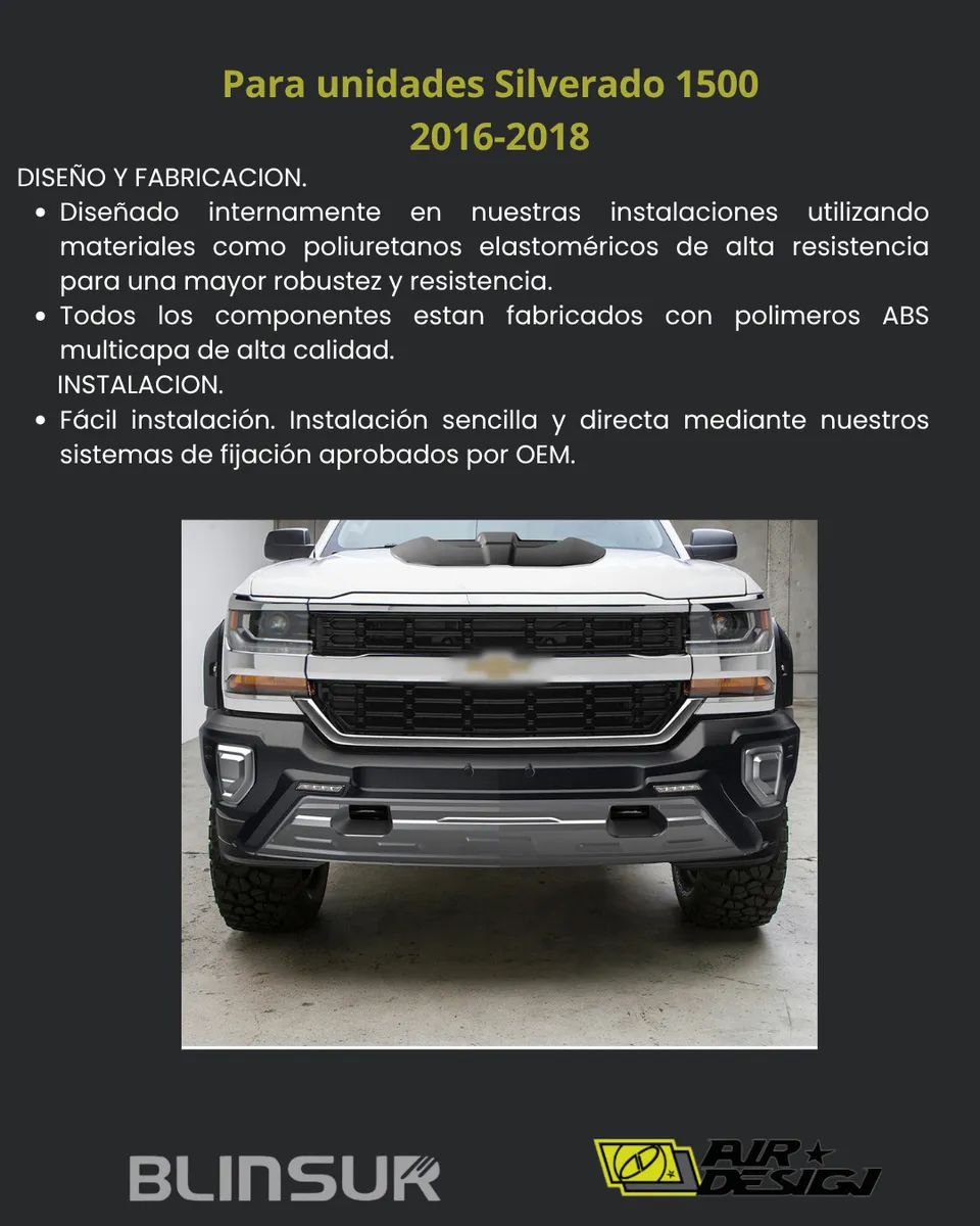 Bumper Delantero Con Led Airdesign Silverado 1500 2016 2018 - Image 3