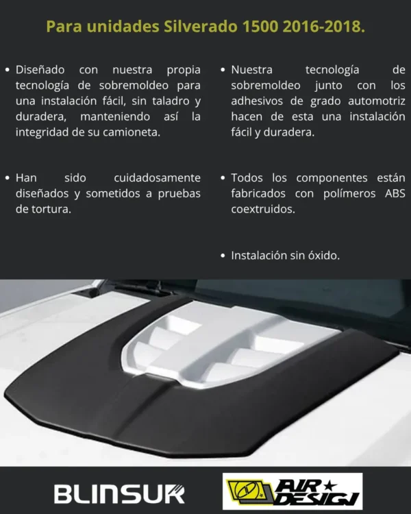Toma De Aire De Cofre Airdesign Chevrolet Silverado 16-18