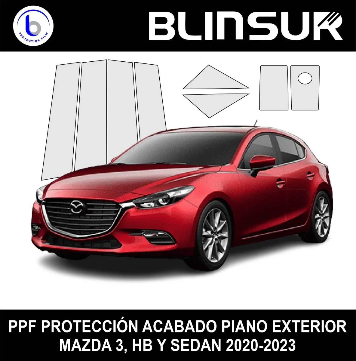 Protección Ppf Postes Exteriores Para Mazda 3 2020 Al 2023 - Image 3