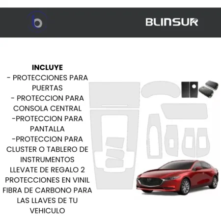 Kit Proteccion Ppf Para Acabado Piano Mazda 3 2019 Al 2023 - Image 3