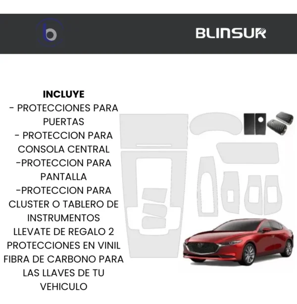 Kit Proteccion Ppf Para Acabado Piano Mazda 3 2019 Al 2023