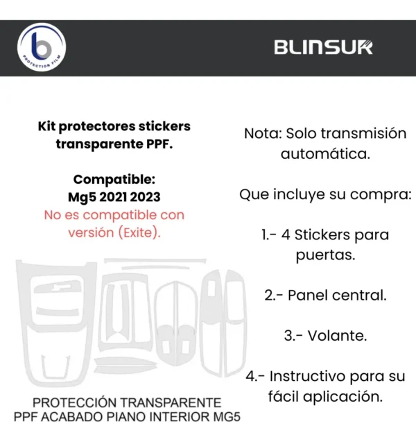 Kit Completo Sticker Puertas Y Panel Central Mg5 2021 2022