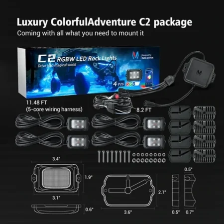 Luz Roca Rgb Led Mictuning C2 Rock Light Jeep Rzr Utv 4 Pzas - Image 5